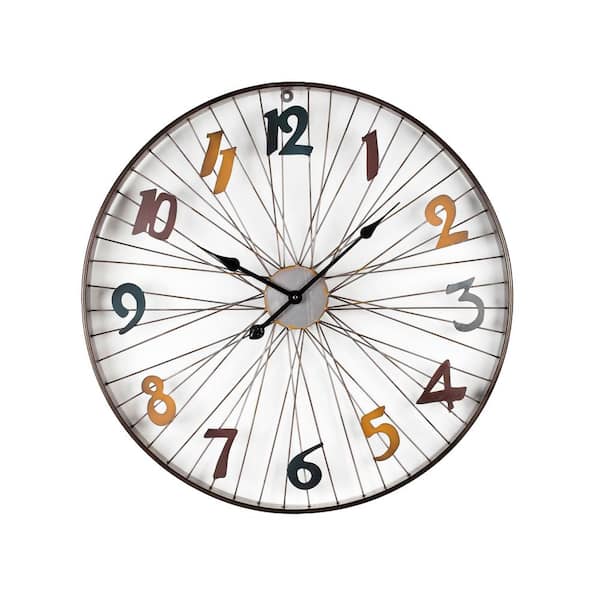 Peterson Artwares Modern Metal Wall Clock With Coloured Number
