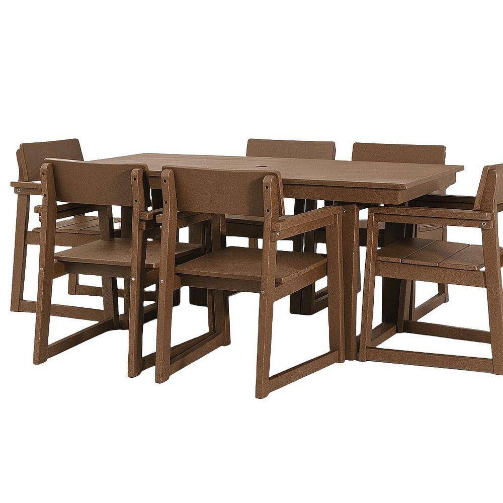 7-PieceDurable HDPE Patio Outdoor Dining Set for 6 with Umbrella Hole and 6 Armless Chairs (Gray) price history on PriceWatchPro