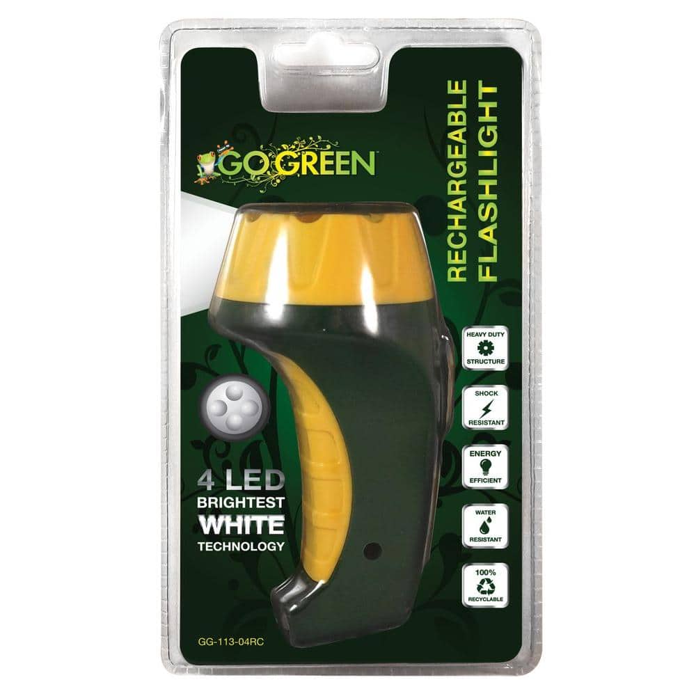 Green and Yellow Rechargeable LED Flashlight with Nonslip Grip
