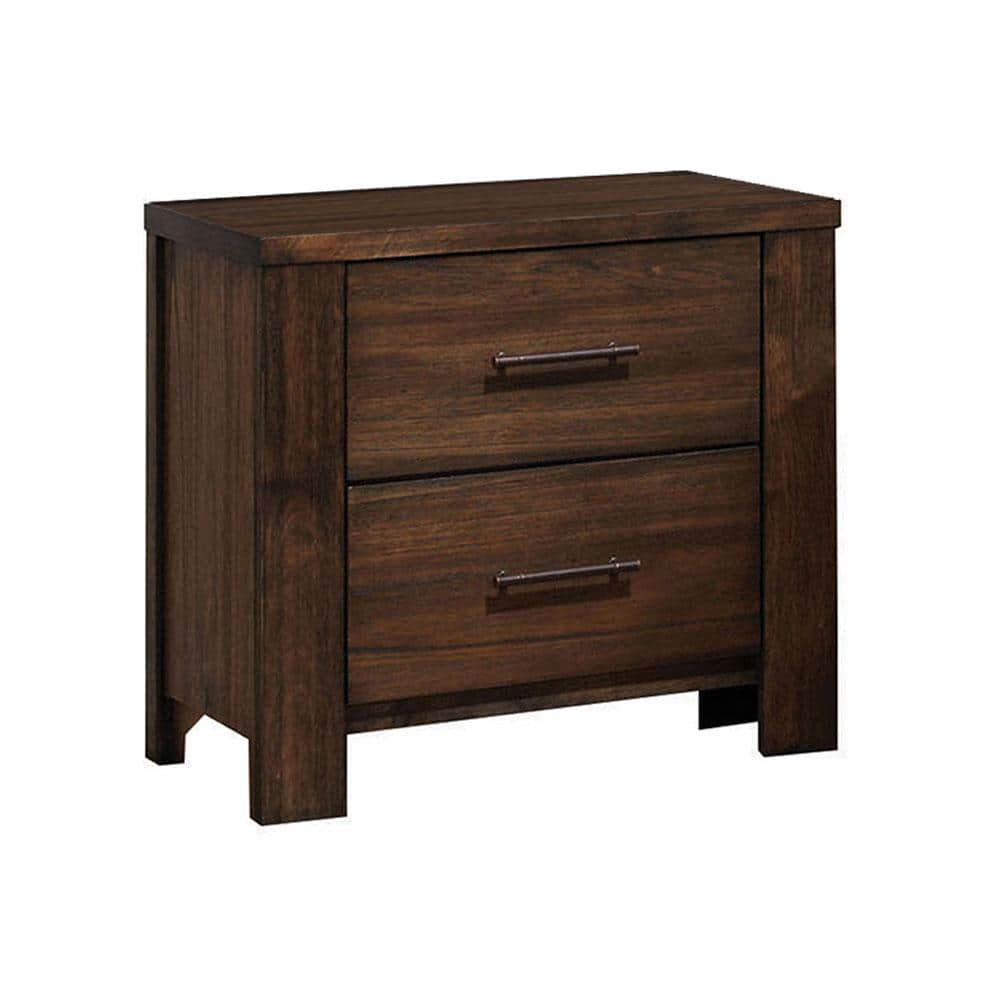 Merrilee Antique Brass 2-Drawer Oak Nightstand