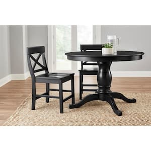 Cedarville Charcoal Black Wood Dining Chair with Cross Back (Set of 2)