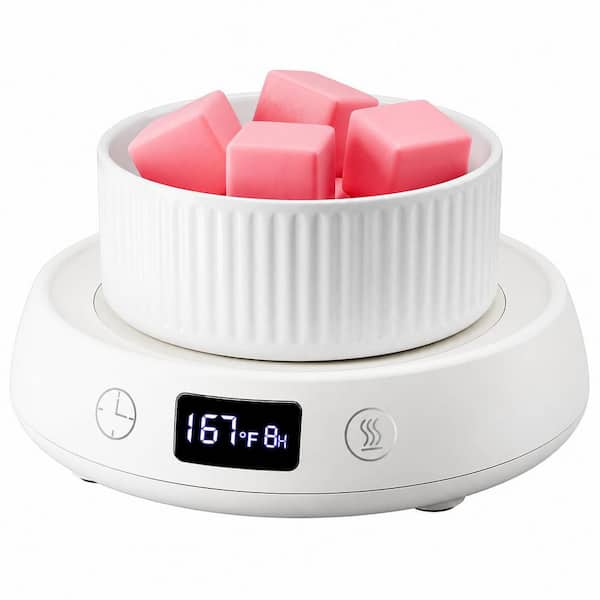 White Electric Wax Melt Warmer with 3 Temp Settings, Timer, Auto Shut Off and Mug Warmer Plate