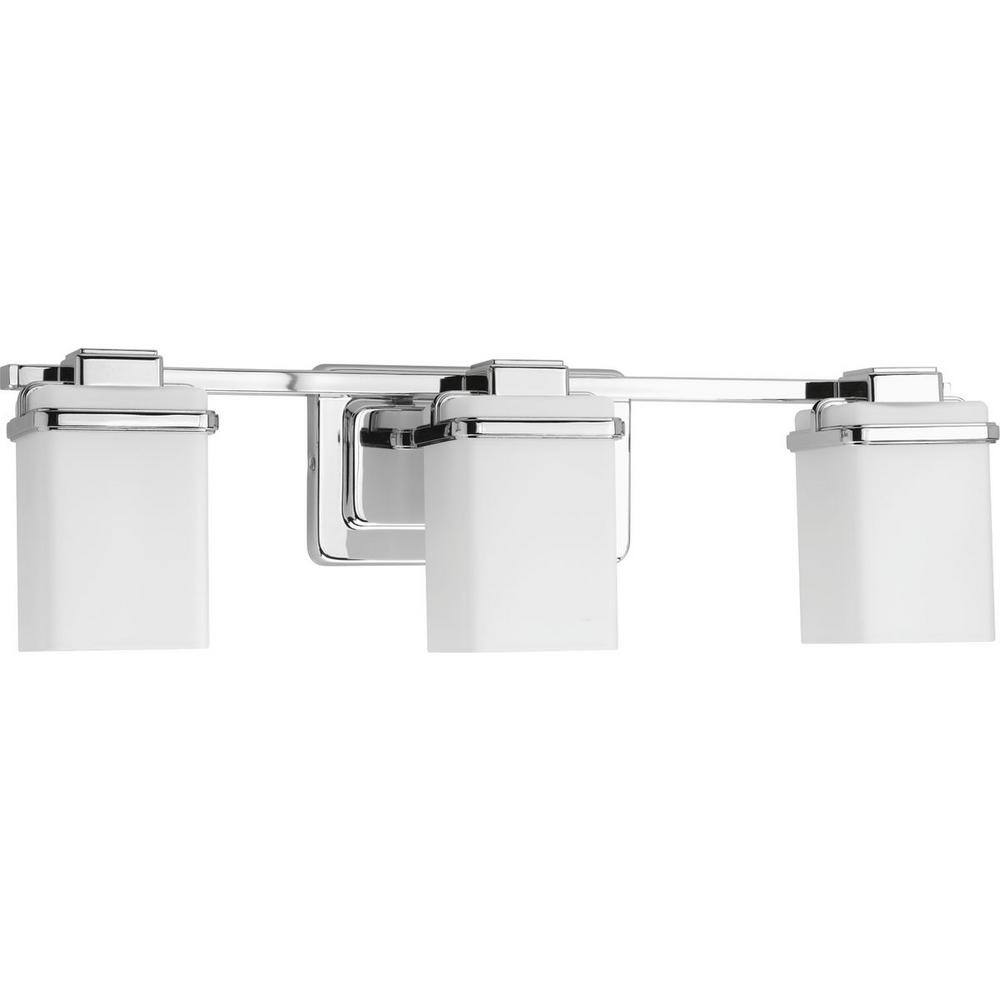 Polished Chrome 3-Light Bath Vanity with Etched Opal Glass