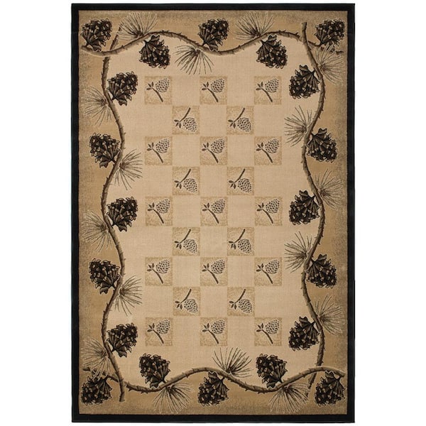 Lodge King Pine Bluff Beige 5 ft. x 8 ft. Area Rug