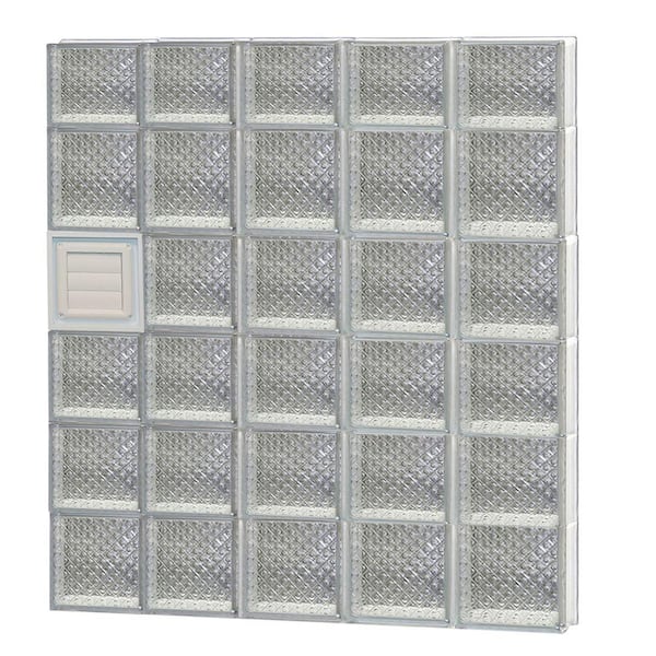 Clearly Secure 38.75 in. x 44.5 in. x 3.125 in. Frameless Diamond Pattern Glass Block Window with Dryer Vent