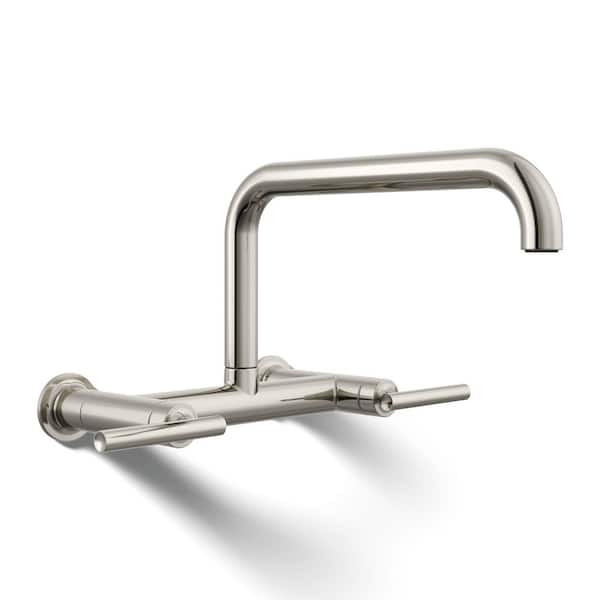 Purist 2-Handle Bridge Kitchen Faucet in Vibrant Polished Nickel
