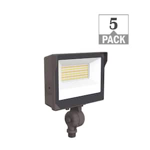 100-Watt Equivalent 1900-4900 Lumens Bronze Integrated LED Flood Light Adjustable CCT with Photocell (5-Pack)