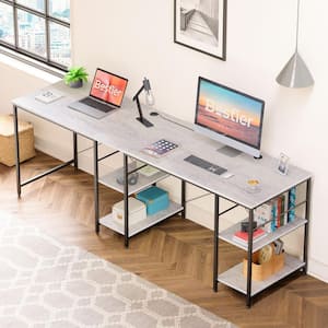 55.1 in. Light Grey Oak L-Shaped Computer Desk