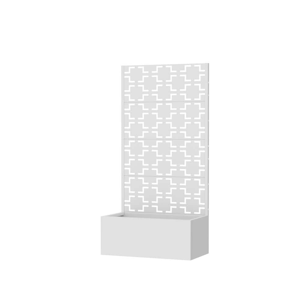 59 in. L x 30 in. W x 12 in. H Rectangular Planter with Square Trellis, White Metal, Outdoor (1-Pack) price history on PriceWatchPro