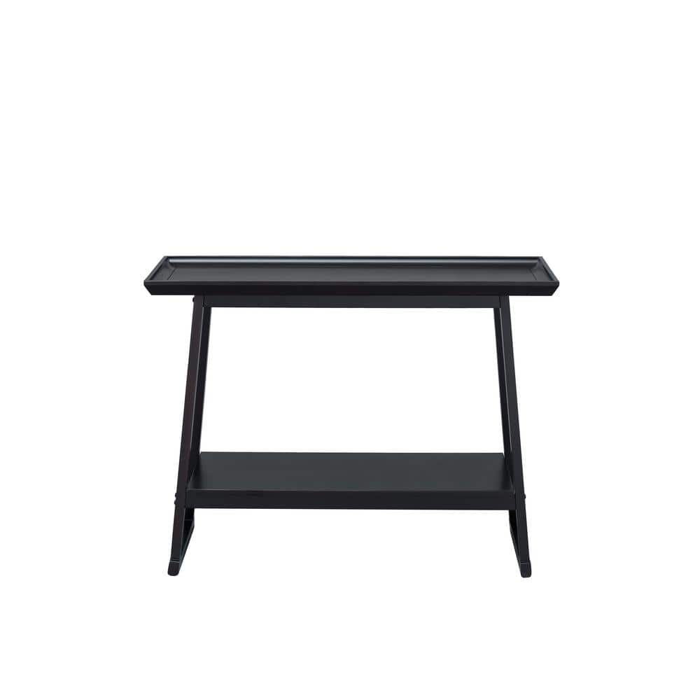42 in. Black Standard Rectangle Wood Console Table with Storage