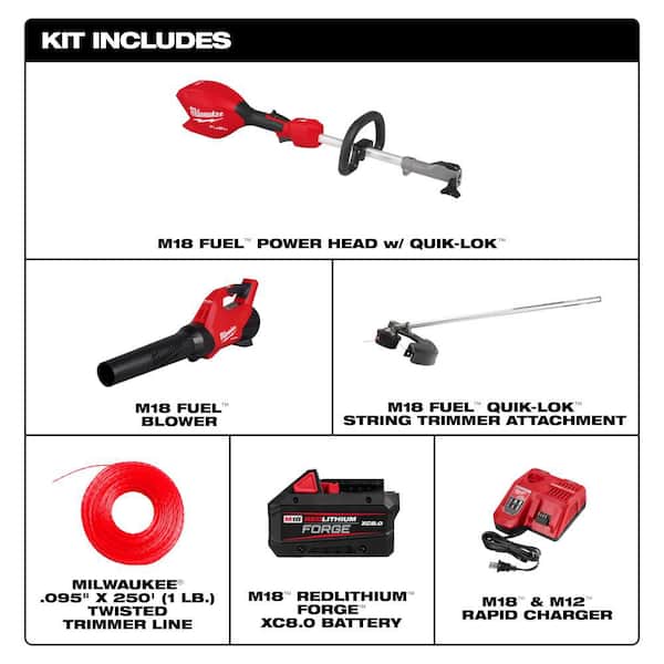 M18 FUEL 18V 16 in. Brushless Cordless QUIK-LOK String Trimmer/Blower 8.0 Ah FORGE Combo Kit w/ .095 Trimmer Line