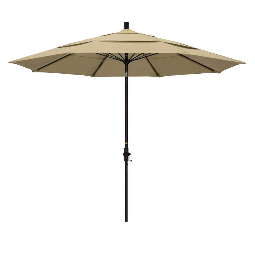 California Umbrella 11 ft. Bronze Aluminum Pole Market Fiberglass Ribs ...