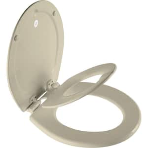 NextStep2 Children's Potty Training Round Enameled Wood Closed Front Toilet Seat in Bone with Plastic Child Seat