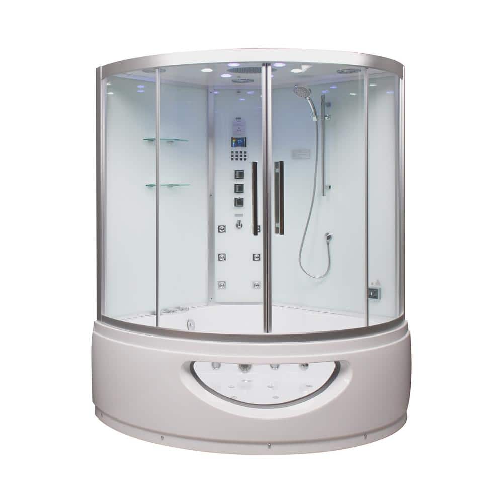 Platinum 59 in. x 59 in. x 89 in. Combination Steam Shower Jetted Tub in Wh