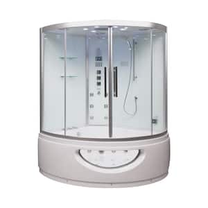Platinum 59" x 59" x 89" Combination Steam Shower with Jetted Tub in White with Aromatherapy, Color Lights and Bluetooth