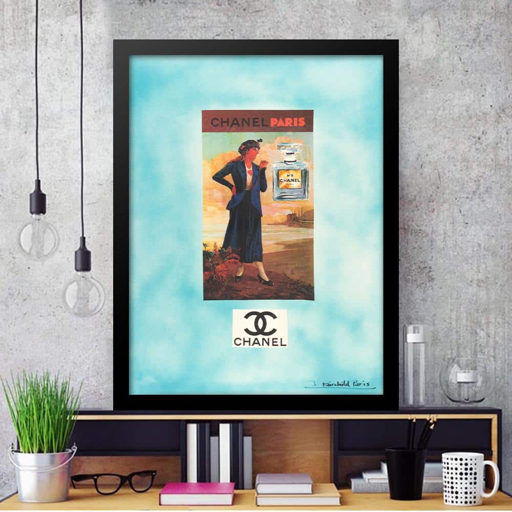 Vintage Paris Fashion Scene Framed Print Artwork - 14 x 18