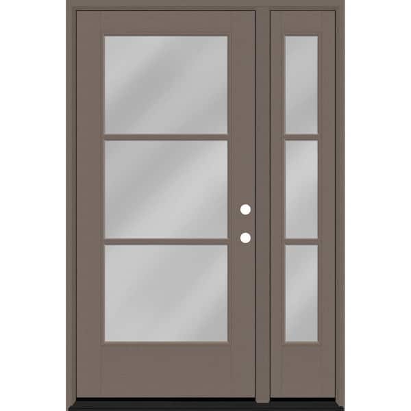 Steves & Sons Legacy 51 in. x 80 in. Icon 3 Lite Modern Clear Glass LHIS Kindling Mahogany Fiberglass Prehung Front Door w/ 12 in. SL