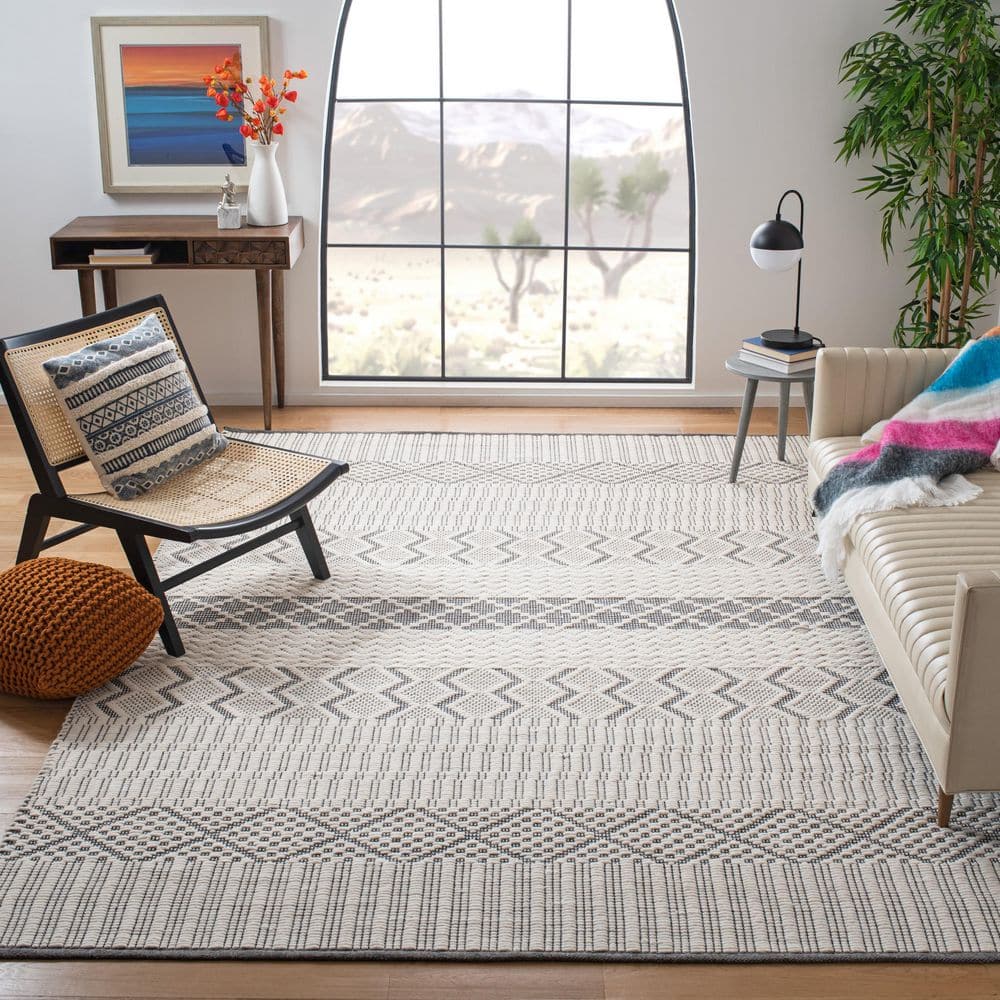 Natura 3 ft. x 5 ft. Ivory/Gray Chevron Striped Geometric Area Rug price history on PriceWatchPro