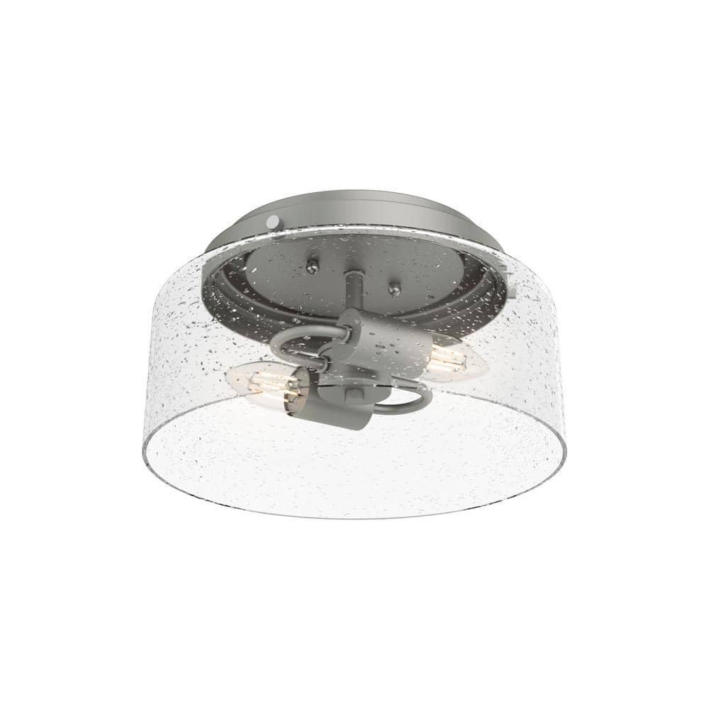Hartland Classic Seeded Glass 11.5" LED Flush Mount in Matte Silver