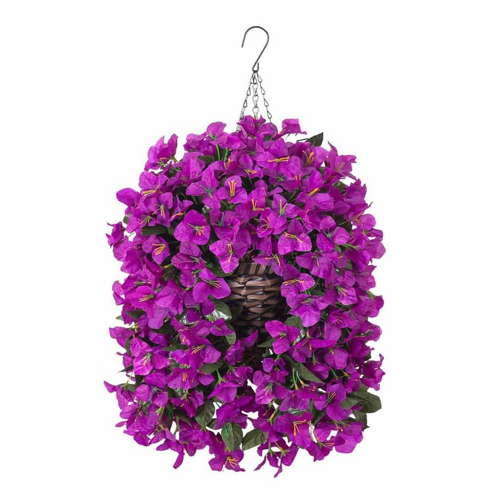 22.5 in. Purple Indoor/Outdoor Hanging Artificial Bougainvillea