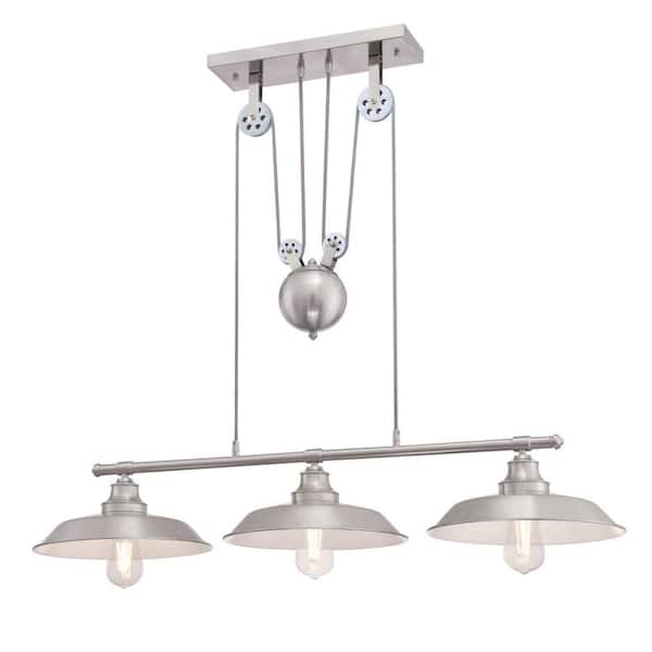 Westinghouse Iron Hill 3- -Light Brushed Nickel Island Pulley Pendant