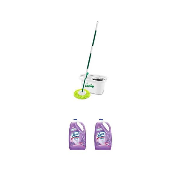 Microfiber Lightning Spin Mop and Bucket with 144 oz Multi-Surface Cleaner, Lavender (2-Pack)
