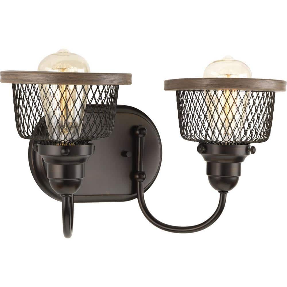 Tilley Antique Bronze 2-Light Industrial Bath Vanity Light