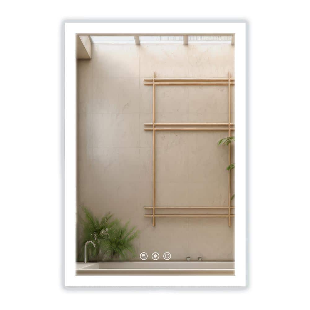 W36THR 24 in. W x 36 in. H Rectangular Frameless Led Mirror-Dimmable Wall B
