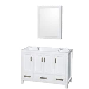 Sheffield 47 in. W x 21.5 in. D x 34.25 in. H Single Bath Vanity Cabinet without Top in White with MC Mirror