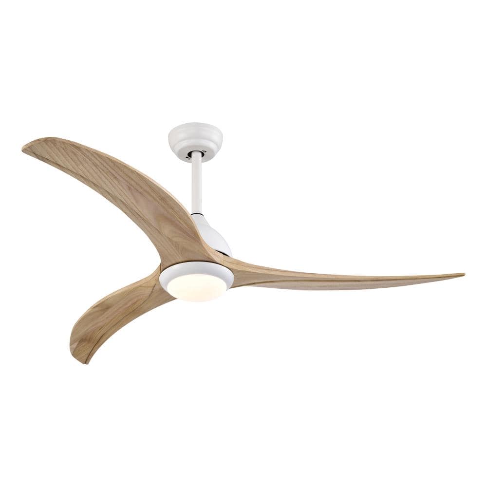 52 in. Indoor/Outdoor Natural Wood Downrod Mount Standard Ceiling Fan with LED Light and Remote Control price history on PriceWatchPro