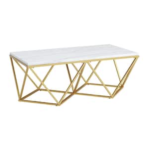 Conner 48 in. Brown Rectangle Marble Coffee Table