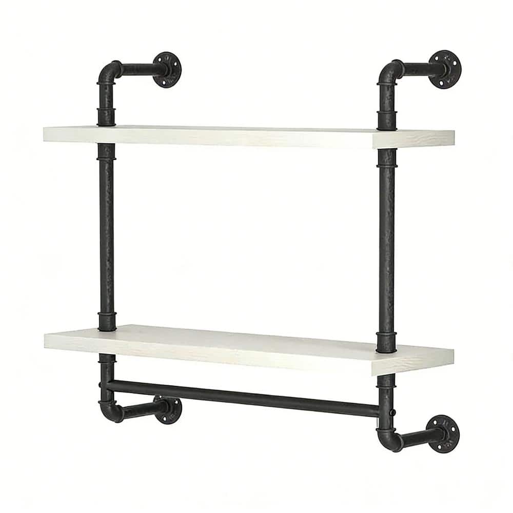 24 in. W x 7.8 in. D White Decorative Wall 2 Tier Floating Shelf price history on PriceWatchPro