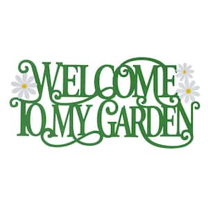 24 in. L Metal Cutout Welcome To My Garden Wall Decor