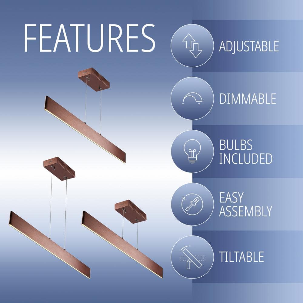 Draper 40" Anodized Bronze Geometric LED Metal Linear Pendant