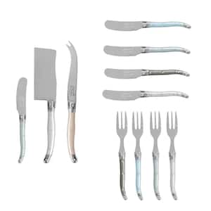French Home 11-Piece Laguiole Stainless-Steel Charcuterie Forks, Cheese Knives, & Spreaders with Mother of Pearl Handles