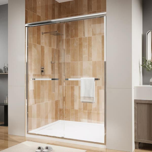 46 in.-48 in. W x 72 in. H Sliding Framed Shower Door in Chrome with Clear Glass