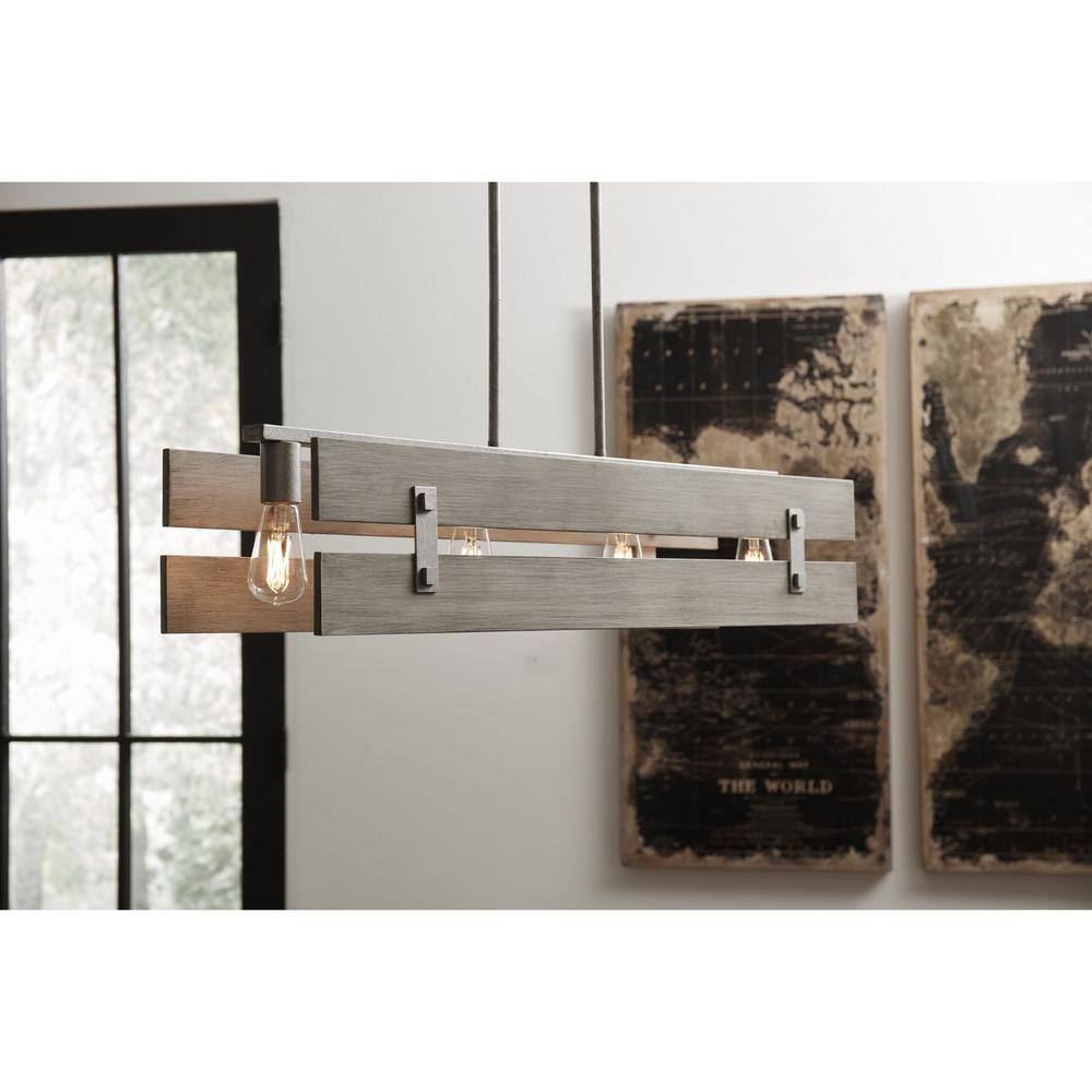 Hemsworth Galvanized Finish Four-Light Coastal Chandelier