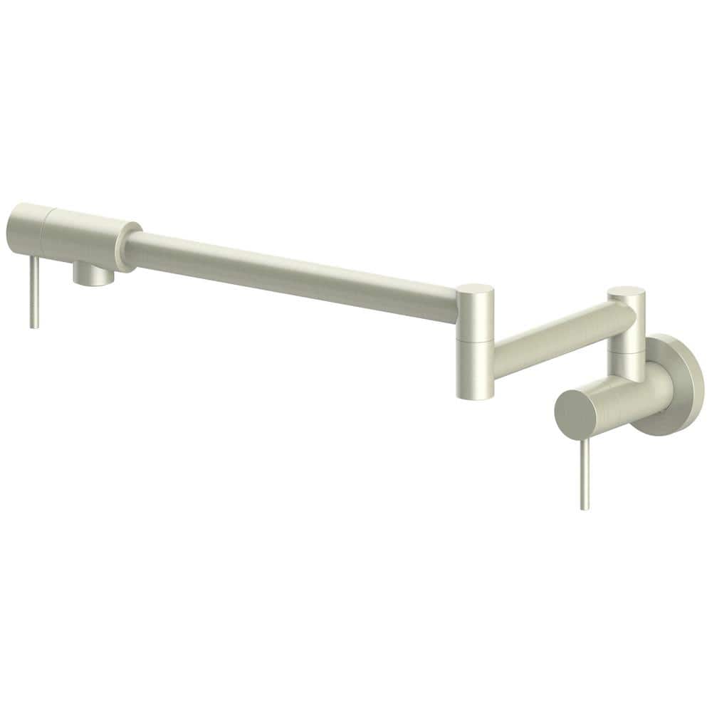 Gemini Brushed Nickel Wall-Mounted Pot Filler Faucet