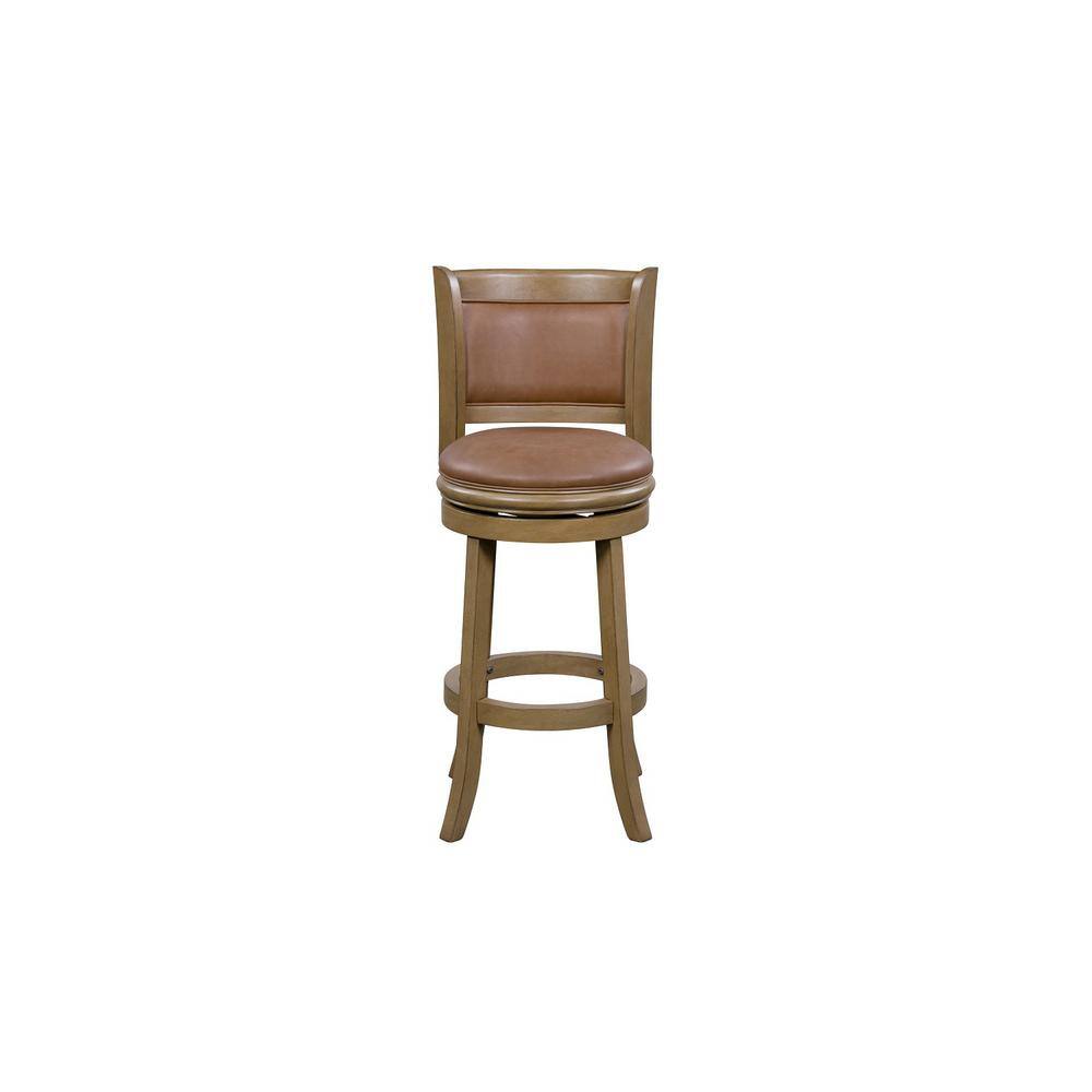 Caramel Faux Leather and Wood Swivel Counter Stool
