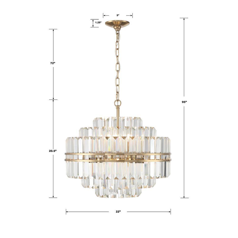 Aged Brass and Crystal 12-Light Chandelier
