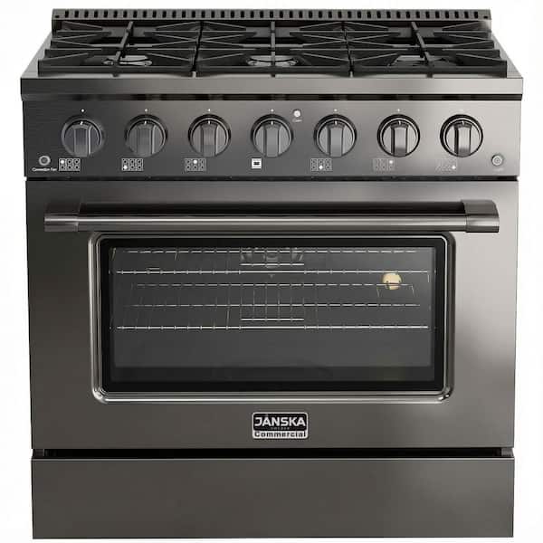 36 in. 5.2 cu. ft. Freestanding Gas Range with 6-Burners, Convection Oven, Griddle, Designer PVD Black Stainless Steel