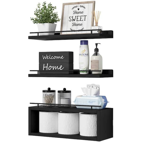 Cubilan 15.7 in. W x 6 in. D Modern Black Decorative Wall Shelf, Floating Shelves