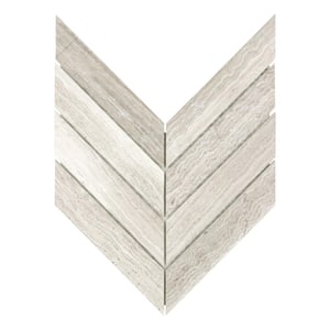 Chevron Mosaic Backsplash 8.7x7.7In. Honed Grey Wood Marble Herringbone Floor and Wall Tile (4.6 Sq. Ft./Box)