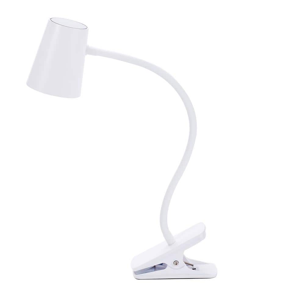 Compact Adjustable White LED Clip-on Desk Lamp with Touch Control