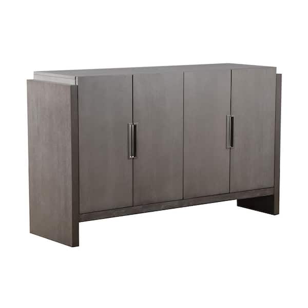 Burnett Stone Gray Wood 60 in. Buffet Server with 4 Doors