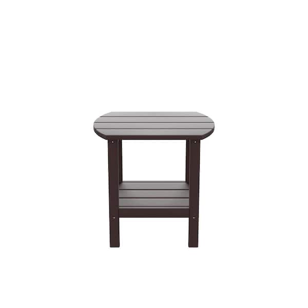 Tatayosi 15.55 in. W x 18.7 in. D x 18.11 in. H HDPE side table, porch table, patio table for outdoor and pool, Brown