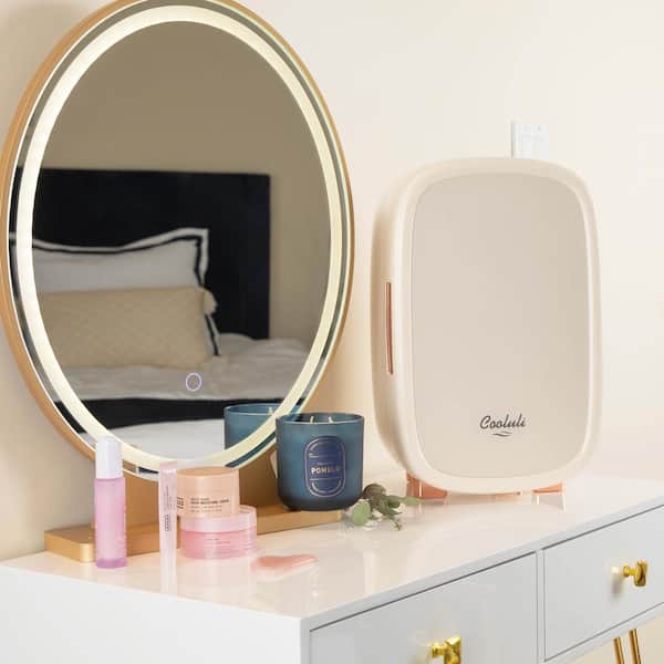 0.17 cu. ft. Retro Mini Fridge Cosmetic Lighted Makeup Mirror 6L Portable  Beauty Makeup Skincare Fridge without Freezer CX921R-17 - The Home Depot