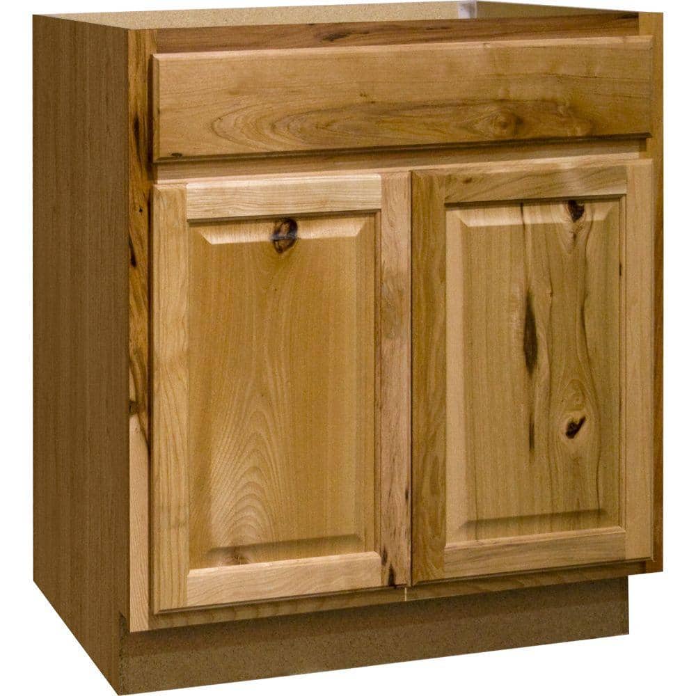 Hampton Bay Hampton 30 in. W x 24 in. D x 34.5 in. H Assembled Sink Base Kitchen Cabinet in Natural Hickory without Shelf -  KSB30-NHK