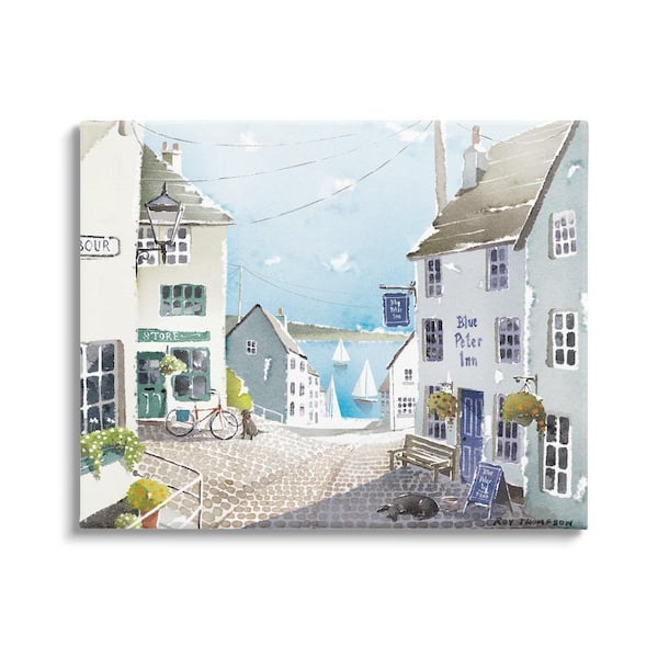 Coastal Town Seaport Sailboats by Roy Thompson 1-Piece Wrapped Unframed Nature Graphic Art Print 30 in. x 24 in.