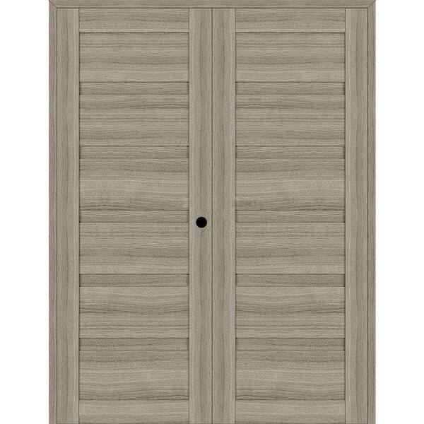 Belldinni Louver 64 in. x 95.25 in. Left Active Shambor Wood Composite Double Prehung Interior Door